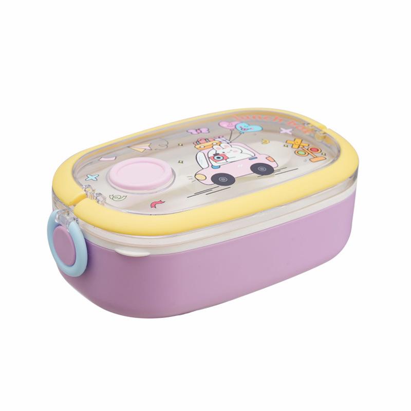Dual-Layer Stainless Steel Lunch Box, Microwaveable, Large Capacity for Adults, Cute Design