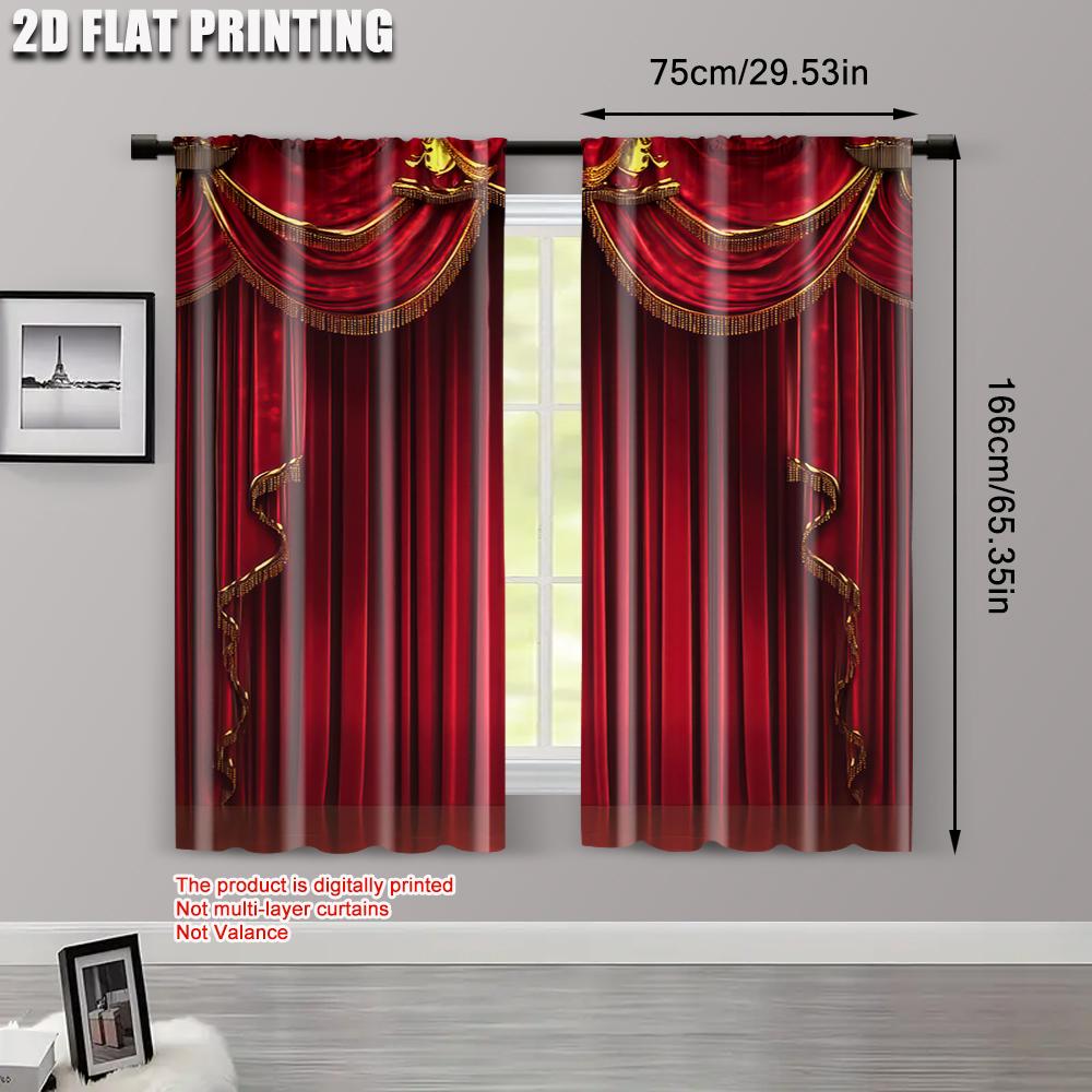 2Pcs Red Blackout Curtains For Privacy Machine Washable Perfect For Bedroom Living Room Decor Fashion Decorative Curtain