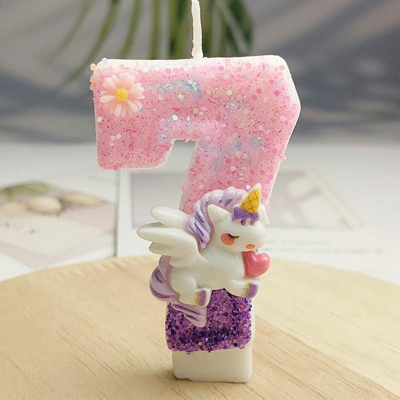 Creative Design Cute Cartoon Unicorn Birthday Candle Cake Atmosphere Birthday Decoration Candle Colorful