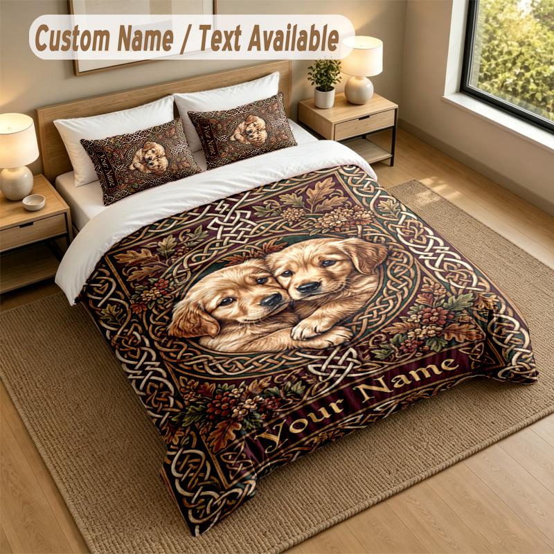 Decorative Artwork Theme Personalized 3Pcs Bedding Set Custom Text & Name 1 Sheet 2 Pillowcases Household Bedding 1pc