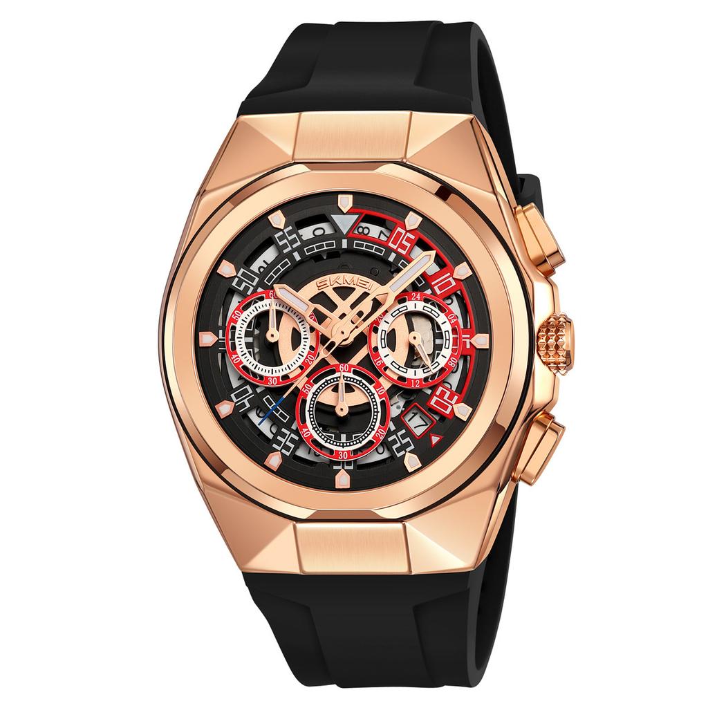 Men's Watch Calendar Chronograph Multifunctional Quartz Watch Hollow Dial Waterproof Luminous Watch Merchant