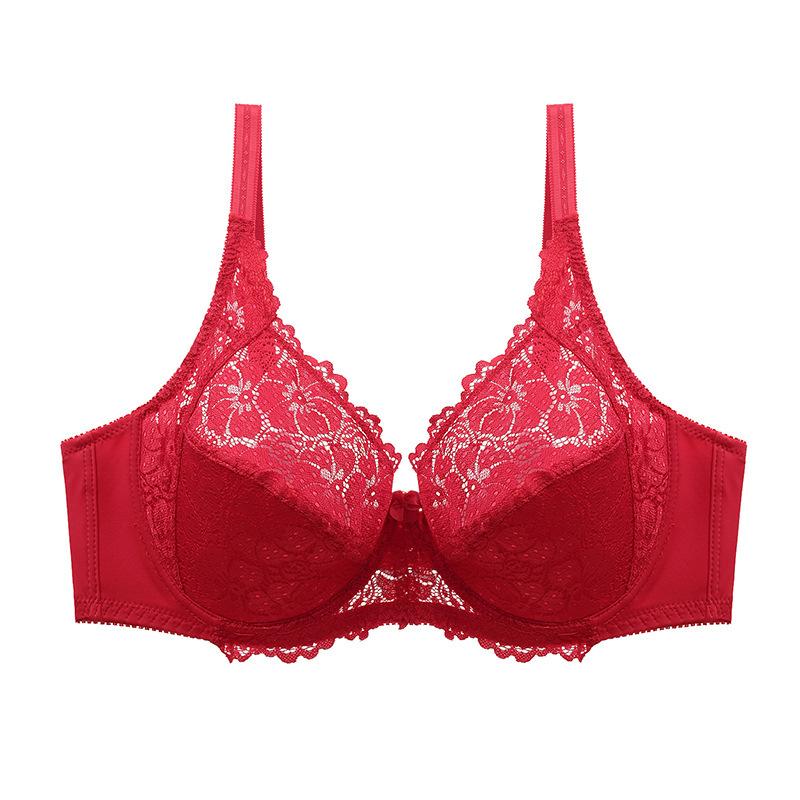 Sexy Lace Hollow Out Breathable Bras for Women, Plus Size Ultra-Thin Solid Color Bra