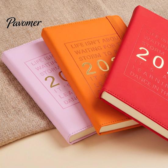 Business Notebook with Pen Holder 2027 English Weekly Planner A5, 320 Page Schedule Elastic Academic Calendar for School Band & Holder, Yearly
