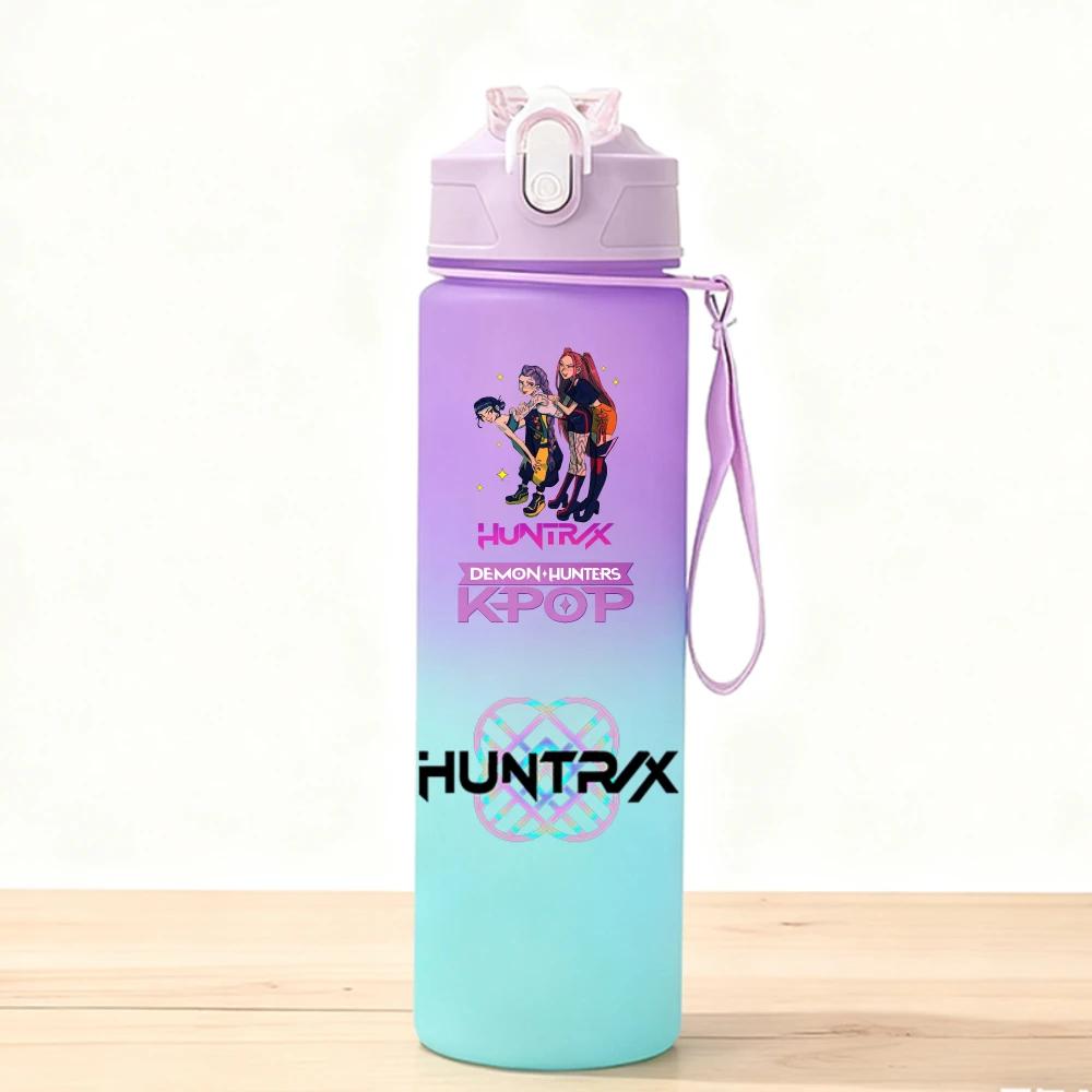 750ML KPop Demon Hunters Sport Water Bottle Adorable Cartoon Anime Plastic Cup Portable Cold Drink Box designed for Children Children