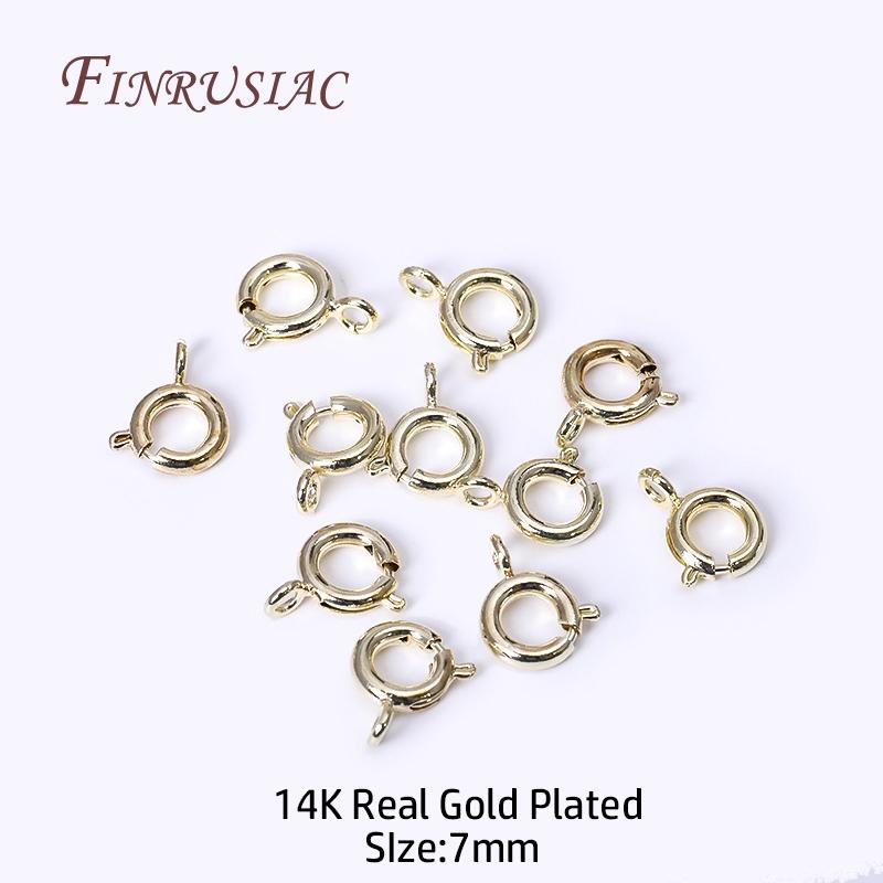 5/5.5/6/7mm Size 18K Gold Plated Brass Spring Ring Clasp with Open Ring, Round Clasps Connector For Bracelet Necklace Making
