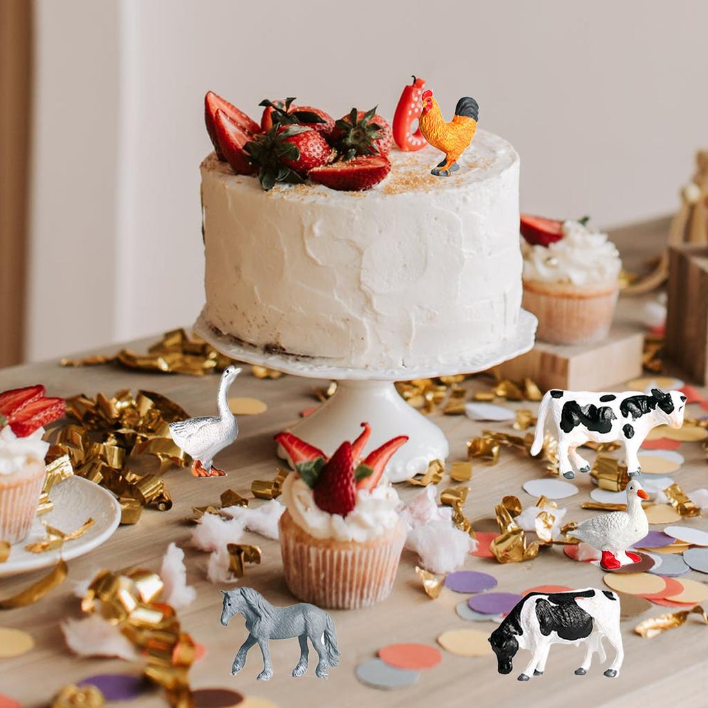 Animal Figures Toy Set Realistic Cute Animal Model Cow Hen Pig Animals Set Plastic Educational Farm Animal Toys for Toddler Kids