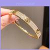 18k Gold Plated Zirconia Hollow Cuff Bracelet For Women Fashion Jewelry