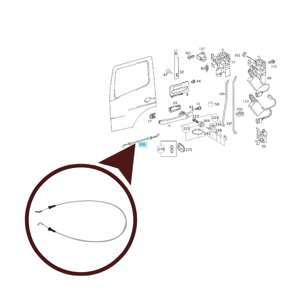 BDP200 Inner Door Release Locking System Latch Bowden Cable Right Door A9737600304 for Mercedes Benz Atego Axor