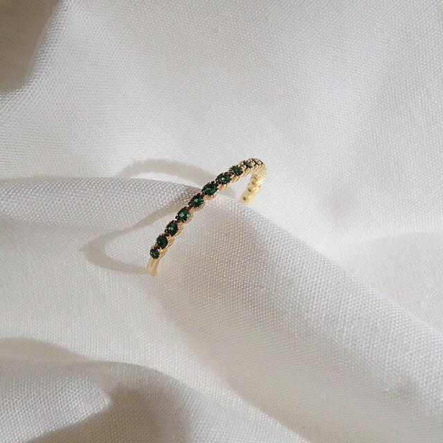 

Изысканное женское кольцо из стерлингового серебра 925 пробы с паве из зеленого циркона, классическое винтажное повседневное универсальное ювелирное изделие золотой