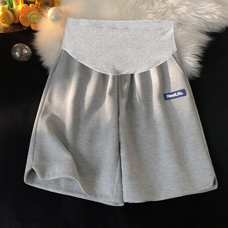 

Вафельные женские летние повседневные свободные дышащие шорты средней длины для беременных Medium серый