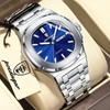 POEDAGAR Top Business Men Wristwatch Luminous Waterproof Stainless Steel Square Male Clock Week Date Quartz Casual Men's Watches