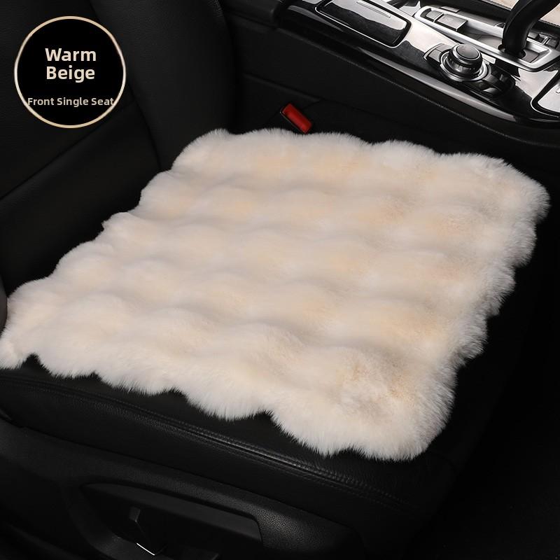 Heated Car Cushion Winter Warm Comfortable Bubble Velvet Simulation Rabbit Fur Car Pad 5 Seats Non-Backrest