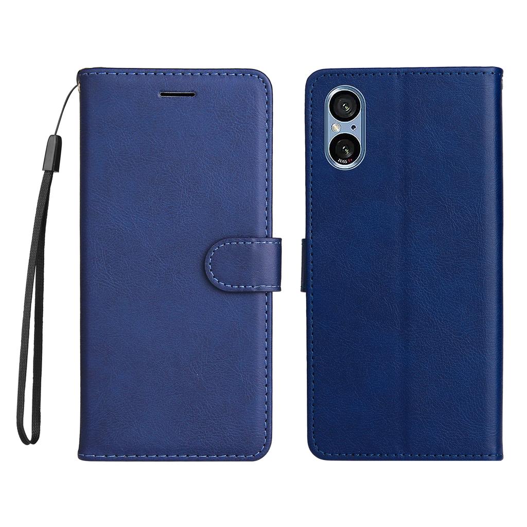 For Sony Xperia 10 VI Leather Wallet Case with Strap Solid Color Phone Stand Cover