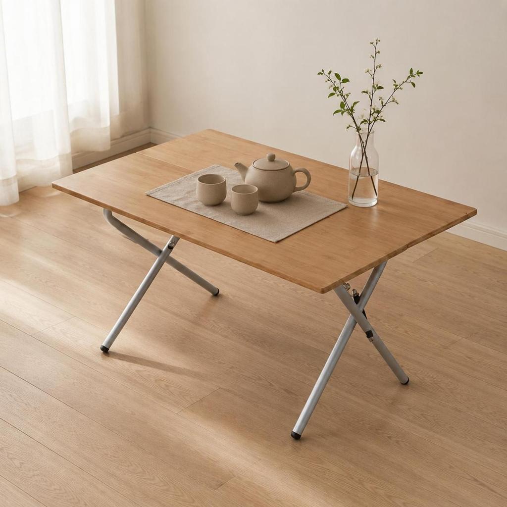 Bamboo Folding Table Easy to Clean Portable Camping Single-Second Fold