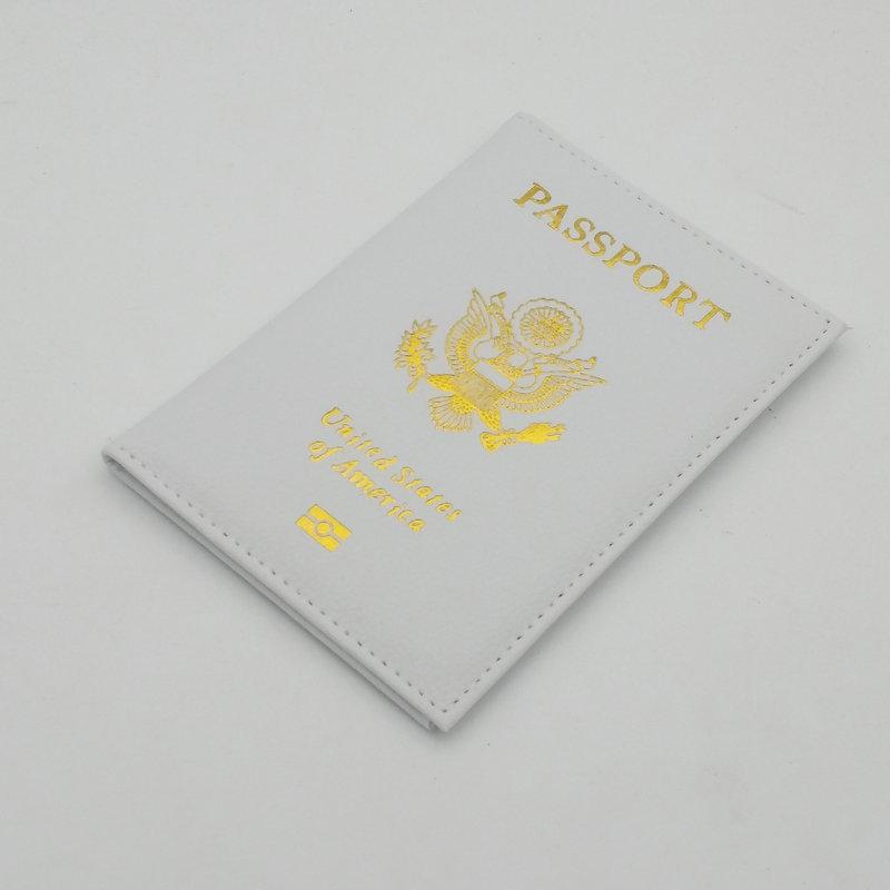 

Персонализированная кожаная обложка для паспорта США, индивидуальный дорожный держатель для паспорта, американские обложки-кошельки для паспортов для девочек, Америка белый