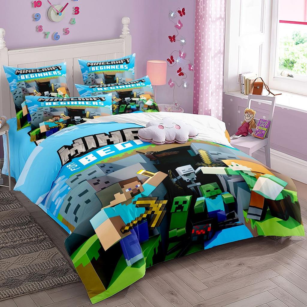 Anime Bedding Set My World Duvet Cover My World Monster Hunters Quilt cover Pillowcases Bedclothes Children's Kids Adult