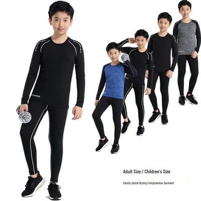 Kids' Quick-Dry Sports Compression Set: Summer Thin Long Sleeve and Pants