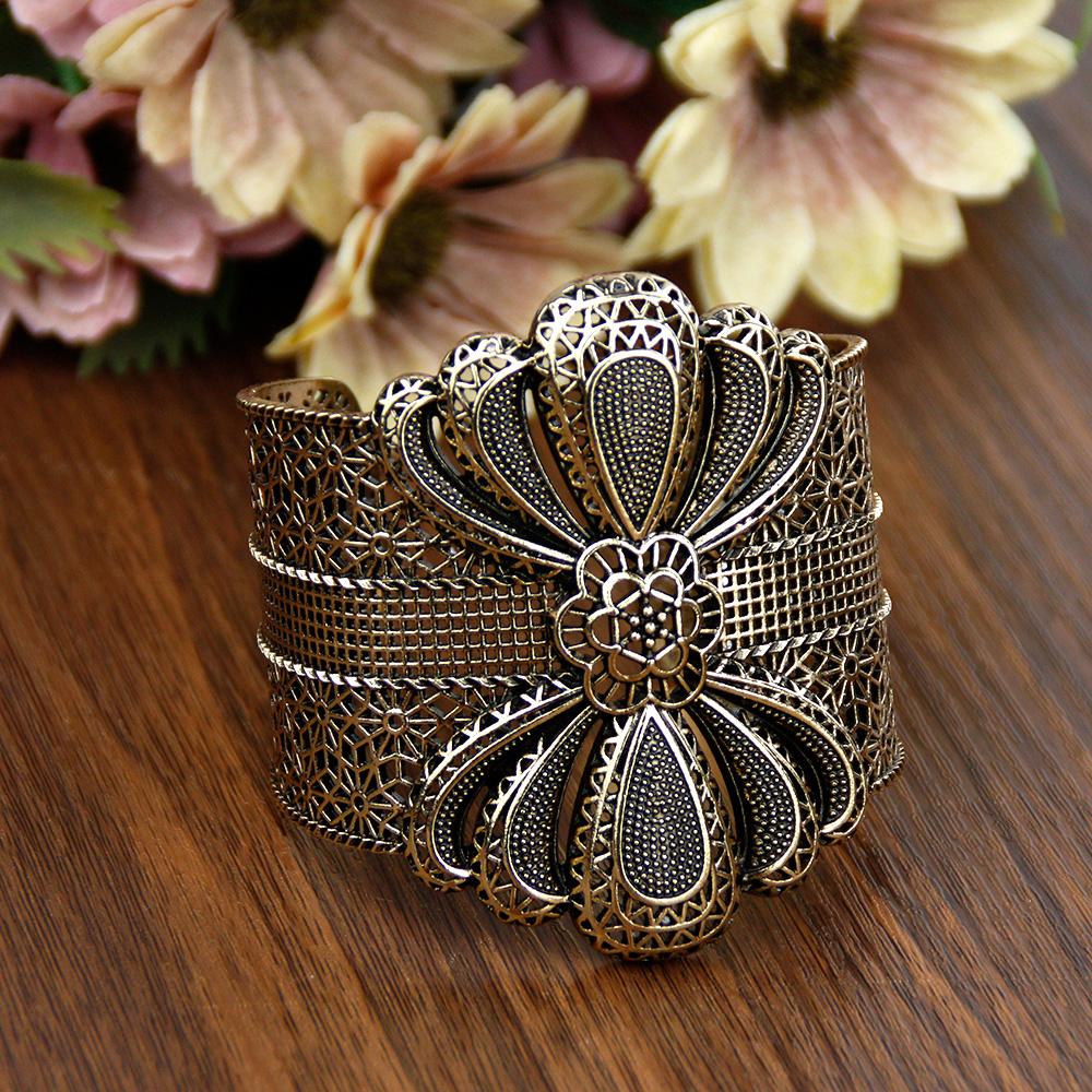 Vintage Algeriet Marocko Armband Manschett Armband För Kvinnor Guld Färg Turkiet Ottomansk Etnisk Bröllop Smycken Present