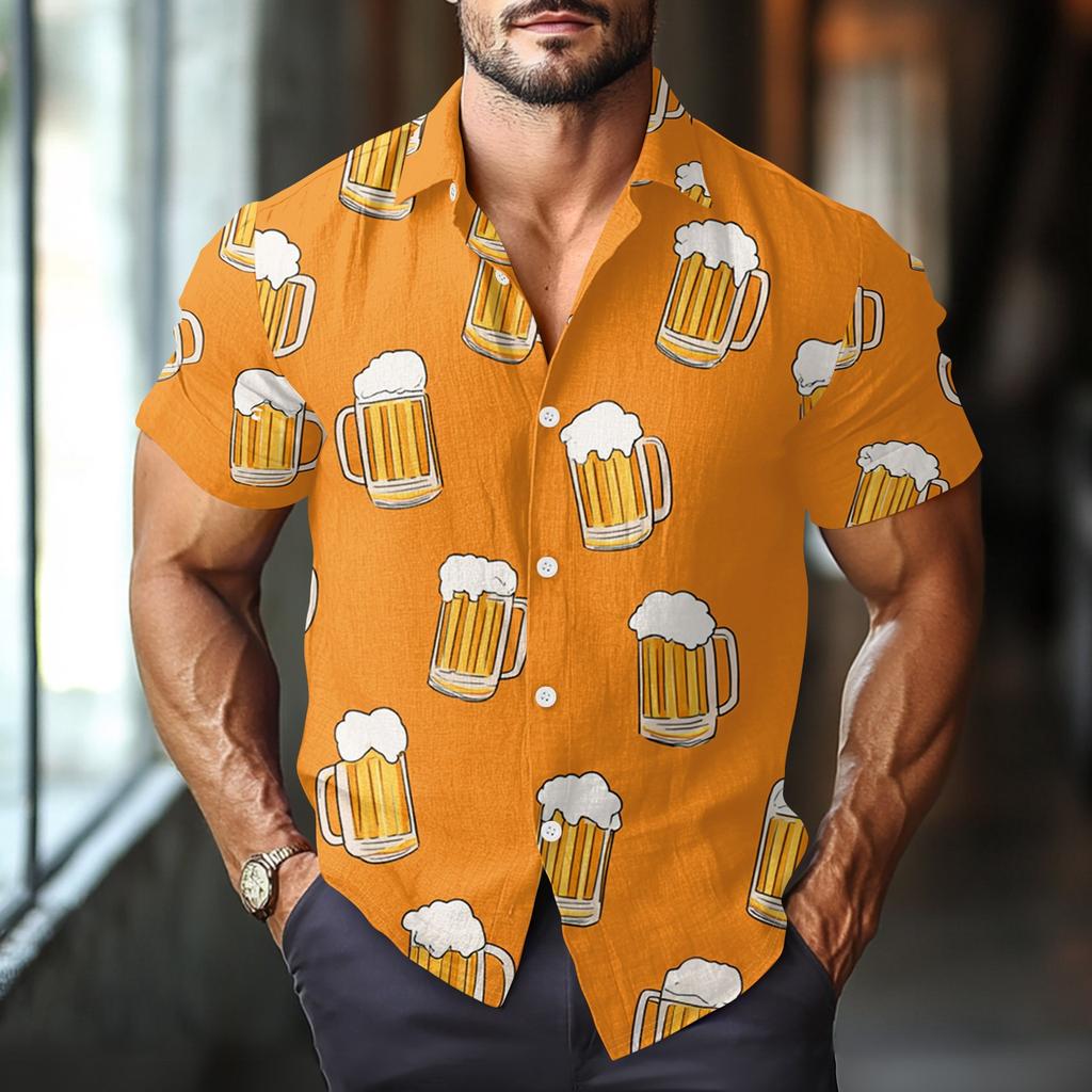 Men's Casual Casual Independence Day Print Short-sleeved Shirt