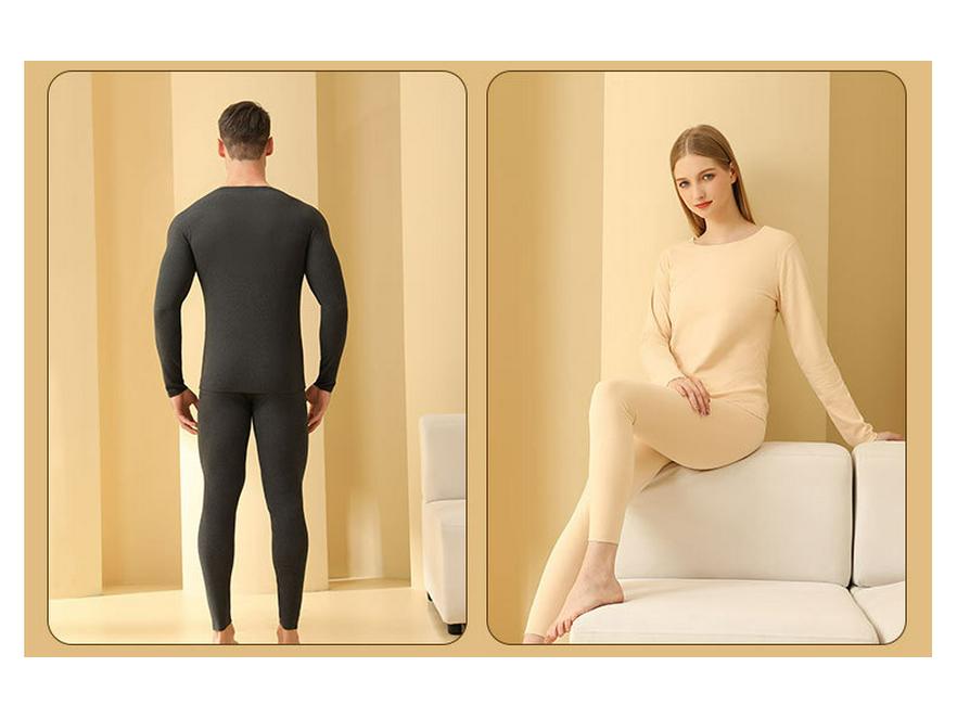 Men's & Women's Seamless Fleece-Lined Thermal Underwear Set for Autumn & Winter