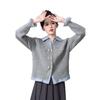 Fake Two-piece Neck Sweater Women's Spring and Autumn New College Style Splicing Knitted Cardigan Jacket Short Top