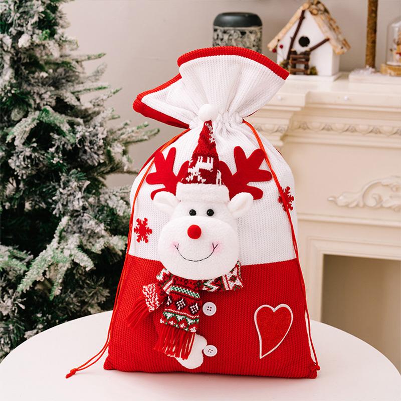 54*31cm Christmas Gift Bag Large Drawstring Storage Bag for Candy Snack Cookie Santa Claus Snowman Gift Packing Xmas Decoration