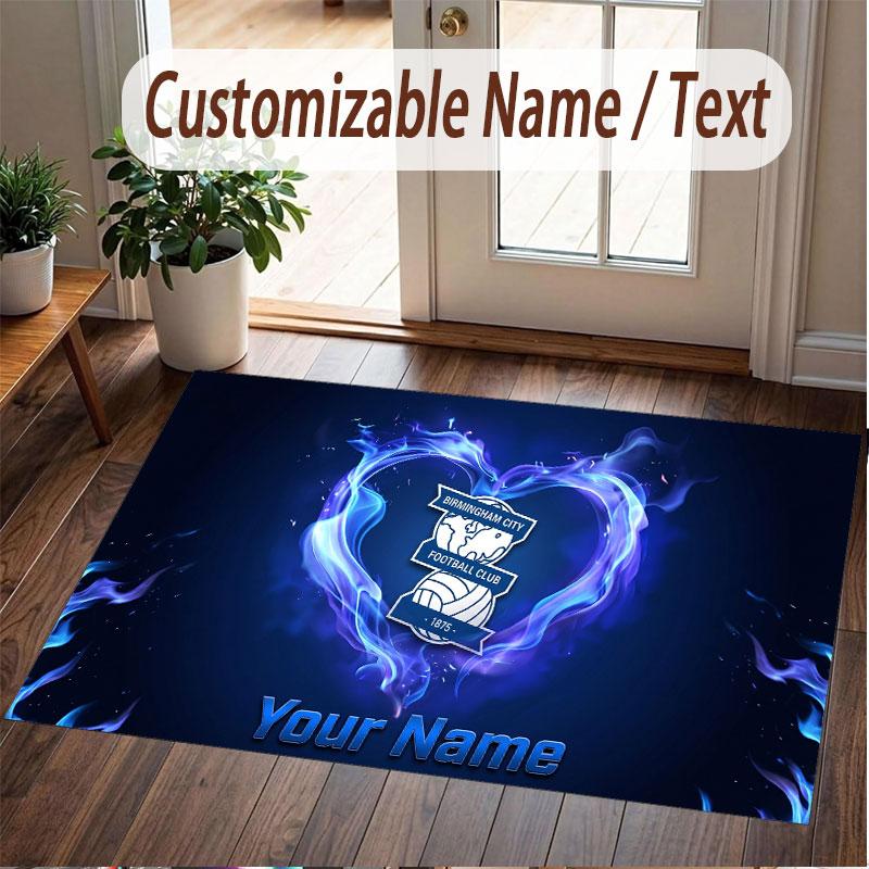 Custom Rug BIRMINGHAM CITY Pattern Print Name Text Soft Non‑Slip Floor Carpet for Home Indoor Decoration