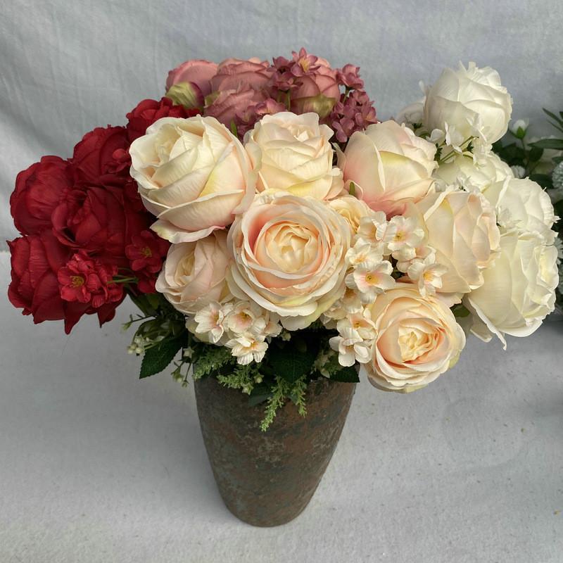 European Wedding Hall Flower Material With Faux Rose For Restaurant Decor