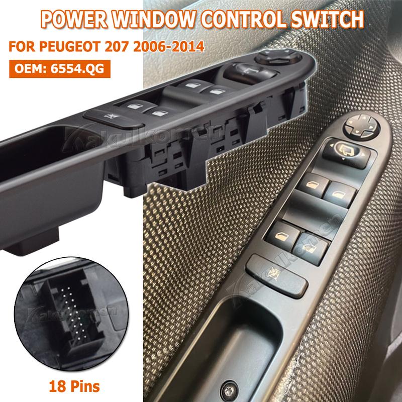 Car 6554.QG 6554QG Power Window Switch Folding Button For Peugeot 207 2006 2007 2008 2009 2010 2011 2012 2013 2014 Citroen