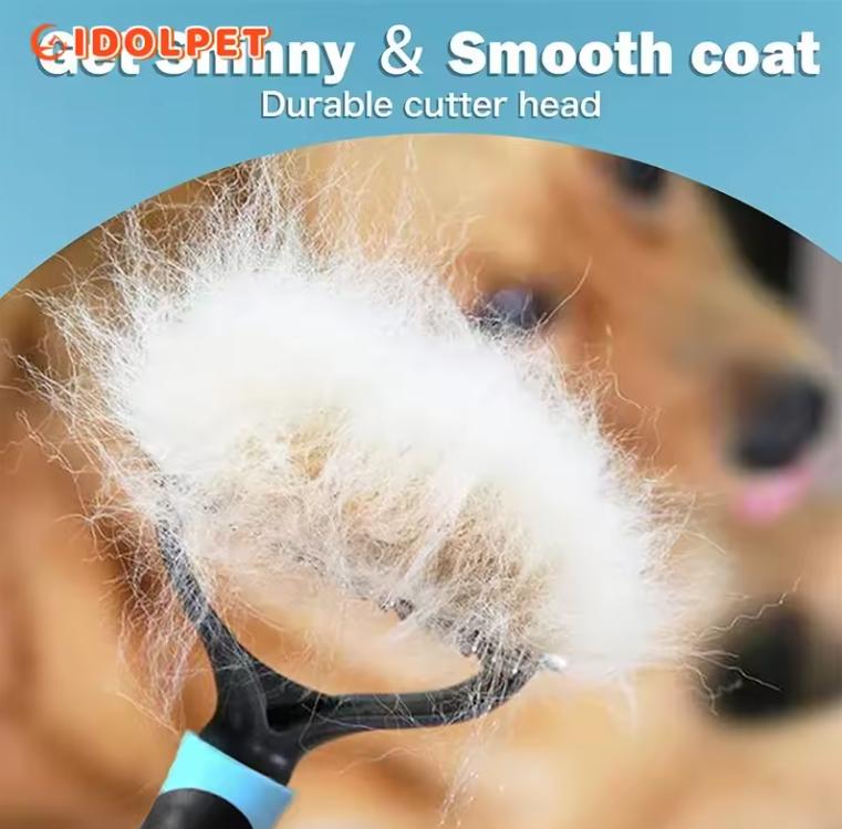 Professionelle Haustier-Enthaarungsbürste, 2-seitiger Entfilzungskamm für Hunde, Katzenbürste, Rechen, Welpenpflege-Werkzeuge, Unterwolle, die fliegende Haare verliert