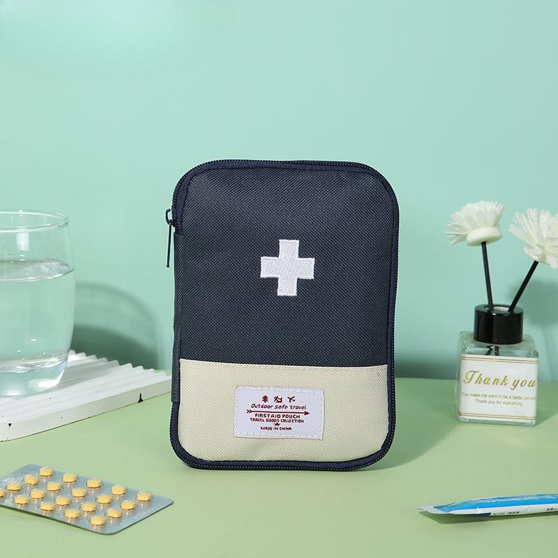 

Mini Portable Medicine Bag Travel First Aid Kit Medicine Bag Storage Bag Survival Kit Medicine Box Outdoor Emergency Camping синий