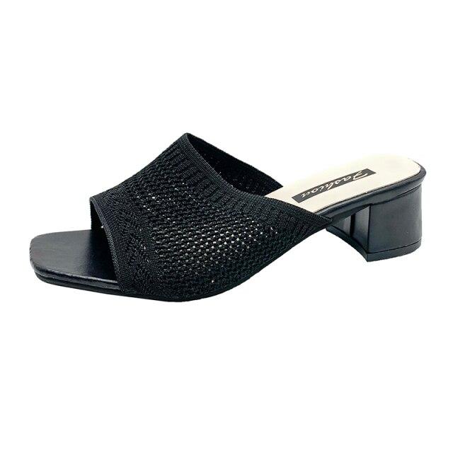 Большой Размер Летние Сандалии Женская Обувь Женские Мюли Шлепанцы С Открытым Носком Квадратный Высокий Каблук Сандалии Женская Обувь Повседневный Квадратный Каблук 2026 35 2070₽