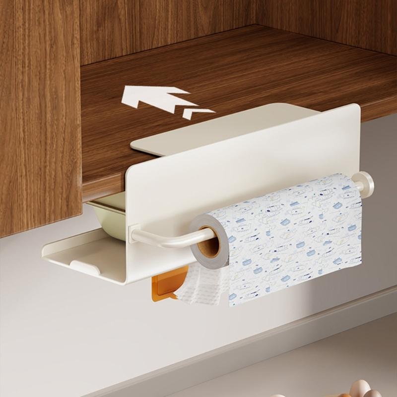Rustproof Carbon Steel Kitchen Towel Rack With Strong Adhesive Backing Wall Mount Space Saving