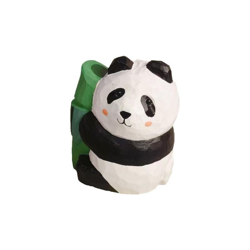 Wooden Panda Decor With Keychain Pendant For Home Gift And Collection