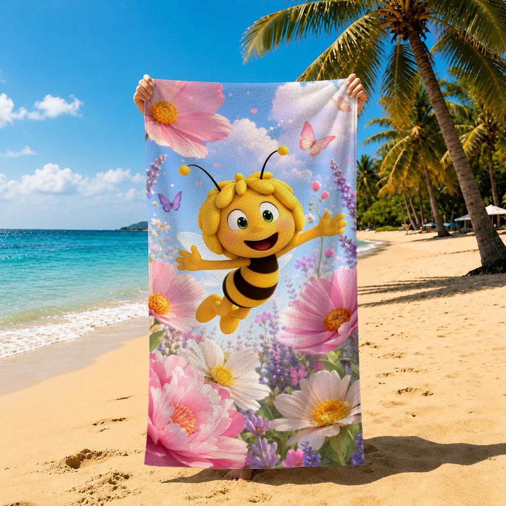 Asciugamano Cartoon M-Maya l'Ape Asciugamano da spiaggia, asciugamano da bagno assorbente ad asciugatura rapida per Nuoto, Palestra, Campeggio, All'aperto caldo