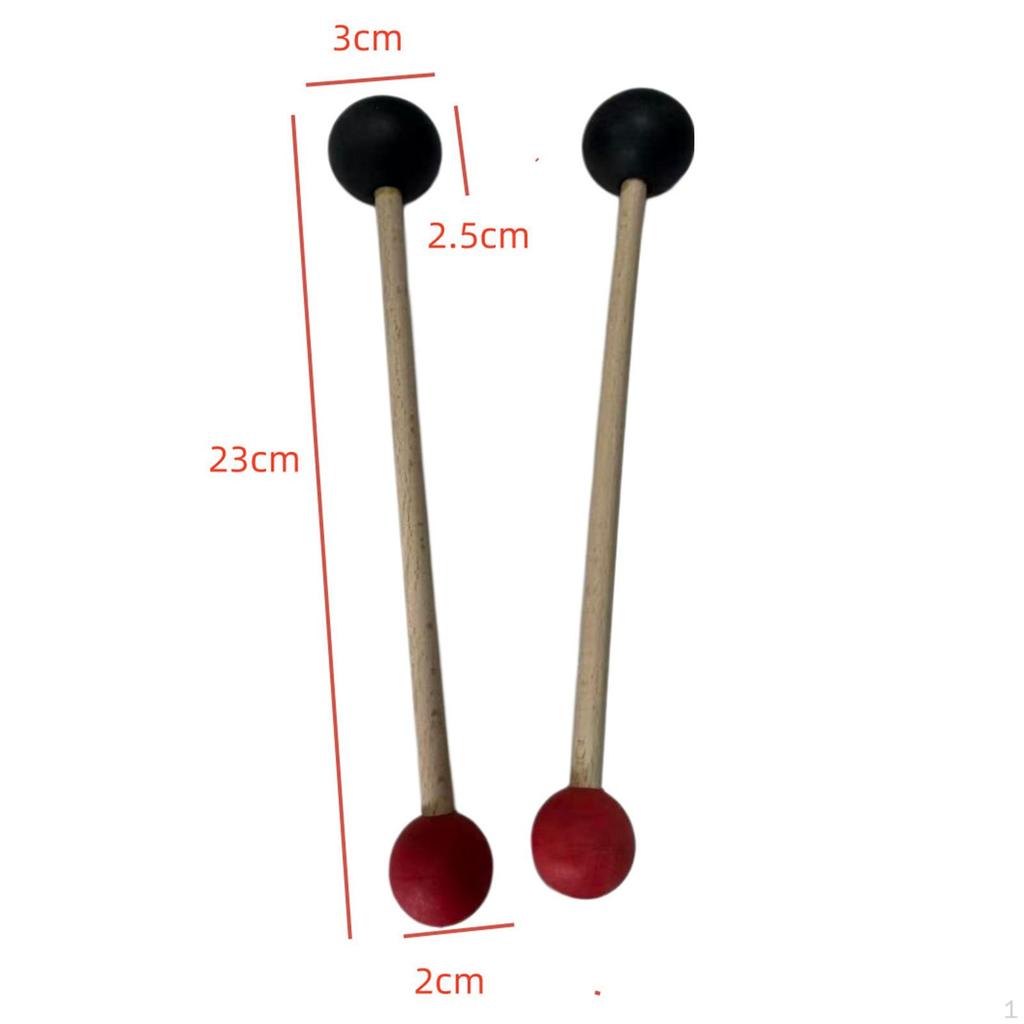Mallet Set, Doubleheaded Rod, Wooden Handle, Felt Rubber Ball for Various Striking , Ergonomic