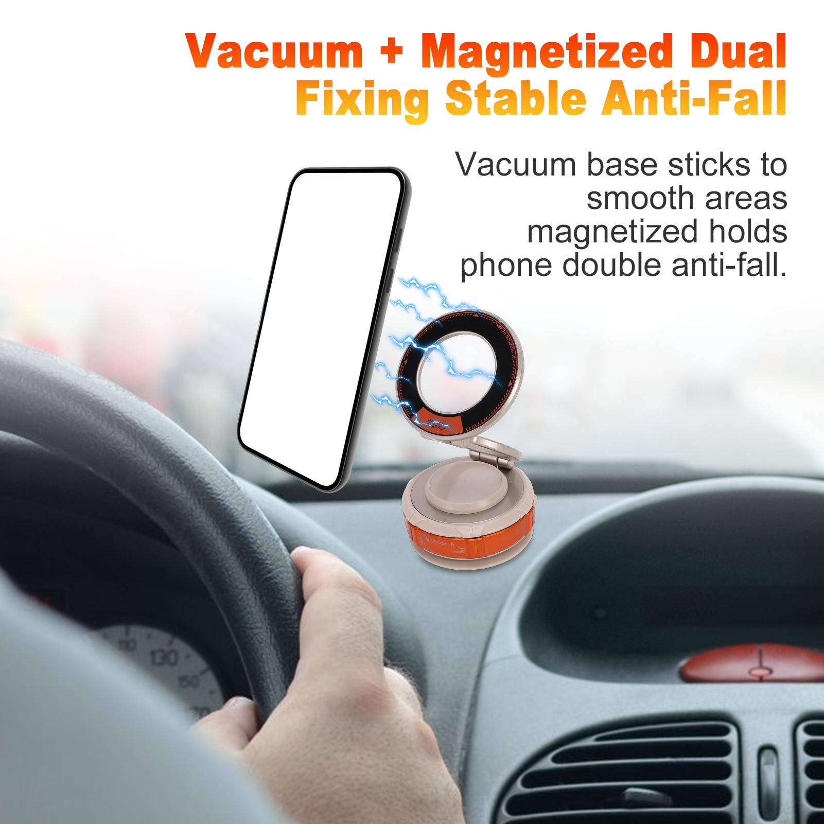 

Vacuum Magnetized Phone Holder M7+ with Suction Cup Base 360 Rotation Multi Angle Adjustable Universal Phone Stand for
