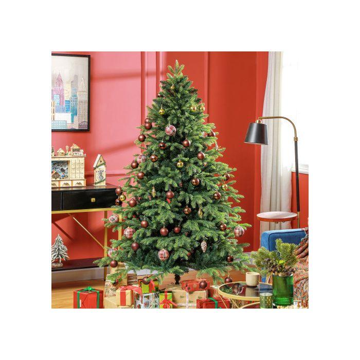 HOMCOM Sapin de Noël artificiel 180cm avec 1700 pointes,pliable et support métallique stable,idéal pour les décorations de Noël,vert