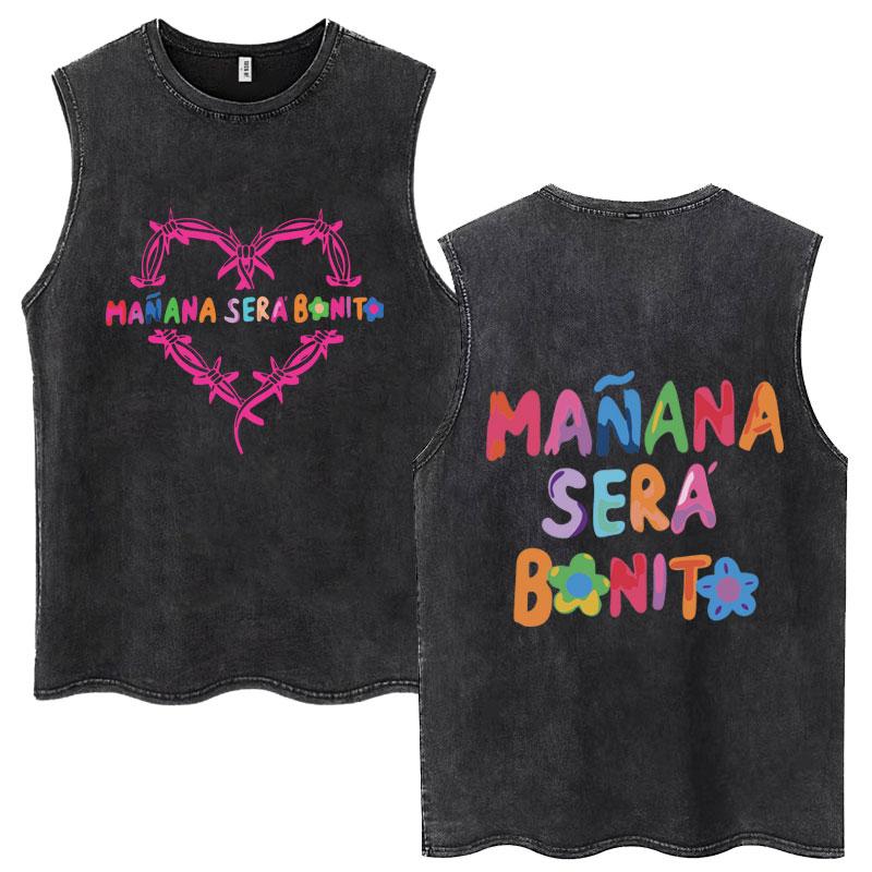 

Karol G Bichota Music Album Washed Tank Tops Fashion Men Women Breathable Cozy Cotton Oversized Sleeveless Tees S