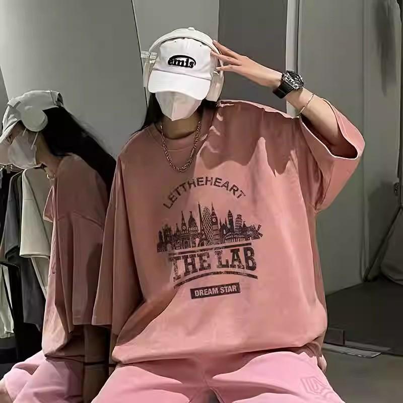 Trendy Men's Letter Print Short Sleeve T Men's Summer T-shirt ins Fashion Brand Loose Casual Top