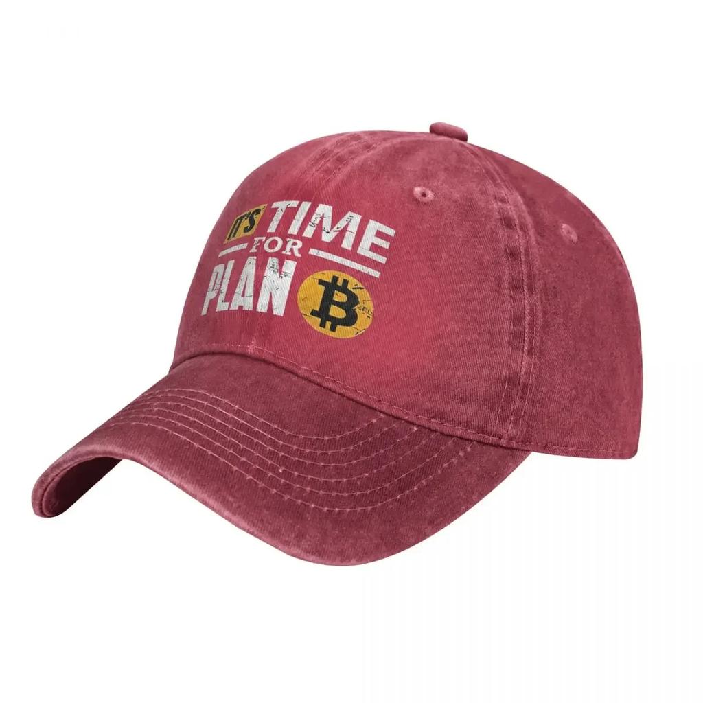 It's Time For Plan B Bitcoin Baseball Cap  y2k Funny Men Women Washed Trucker Hat Breathable Tennis Skate Snapback Cap Present