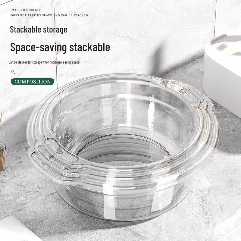Extra-Thick Transparent Washbasin for Household, Dormitory, Laundry, and Kitchen Use