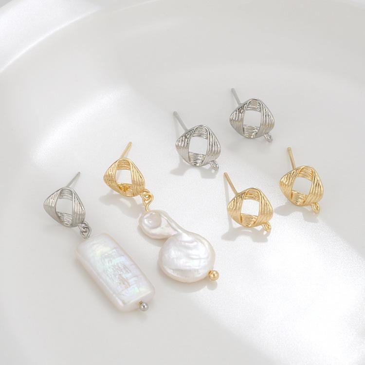 

14K Gold-Filled Textured Square Stud Earrings with 925 Silver Posts & Jump Rings