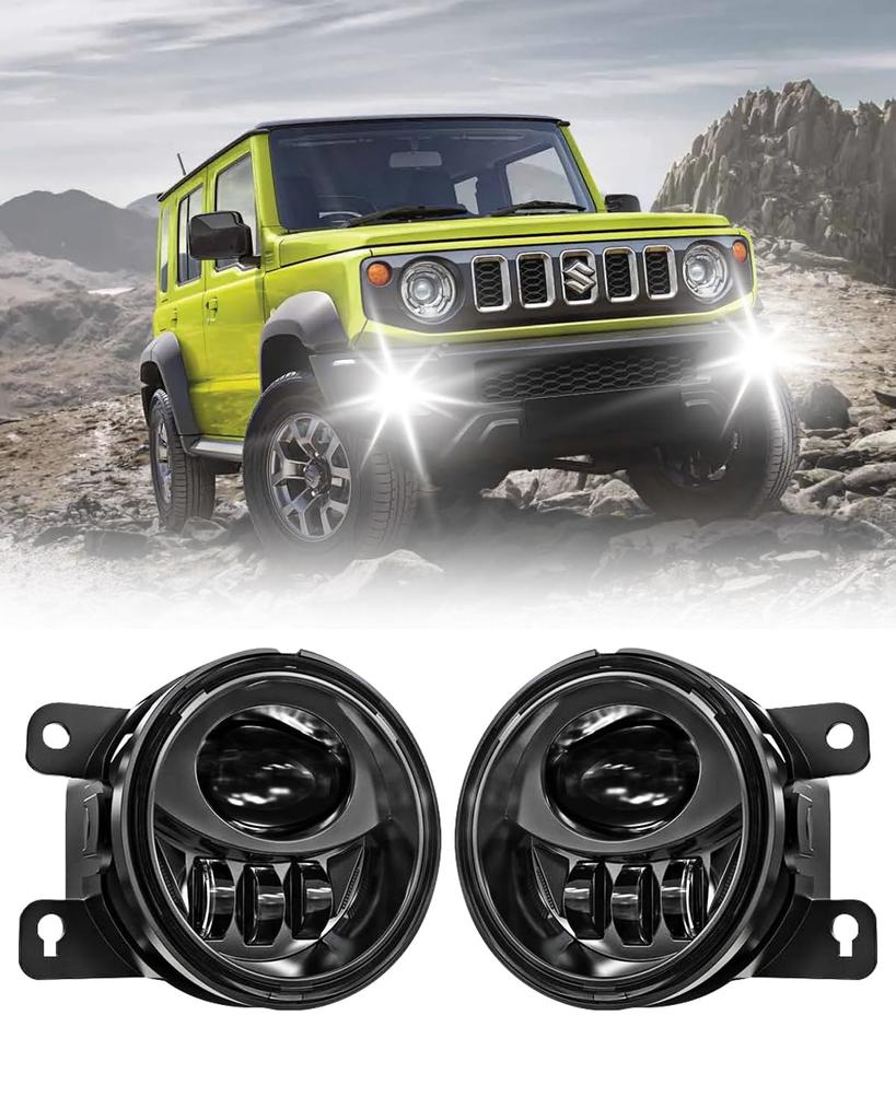 Chelhead Jimny LED Fog Lights for Direct Replacement for Jimny LED Fog Light Custom Parts JB23W/64/JB43W/74, White, OEM, Waterproof, Unit, Dress-Up