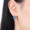 S925 Sterlingové Stříbro Modré Květinové Náušnice Kruhové Náušnice Dámské Šperky Originální Trendy Dárky k Výročí