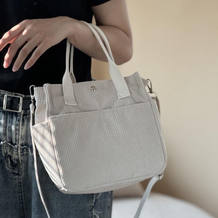 Original Multi-Pocket Corduroy Messenger Tote Bag - Versatile Handheld Student & Lunch Bag