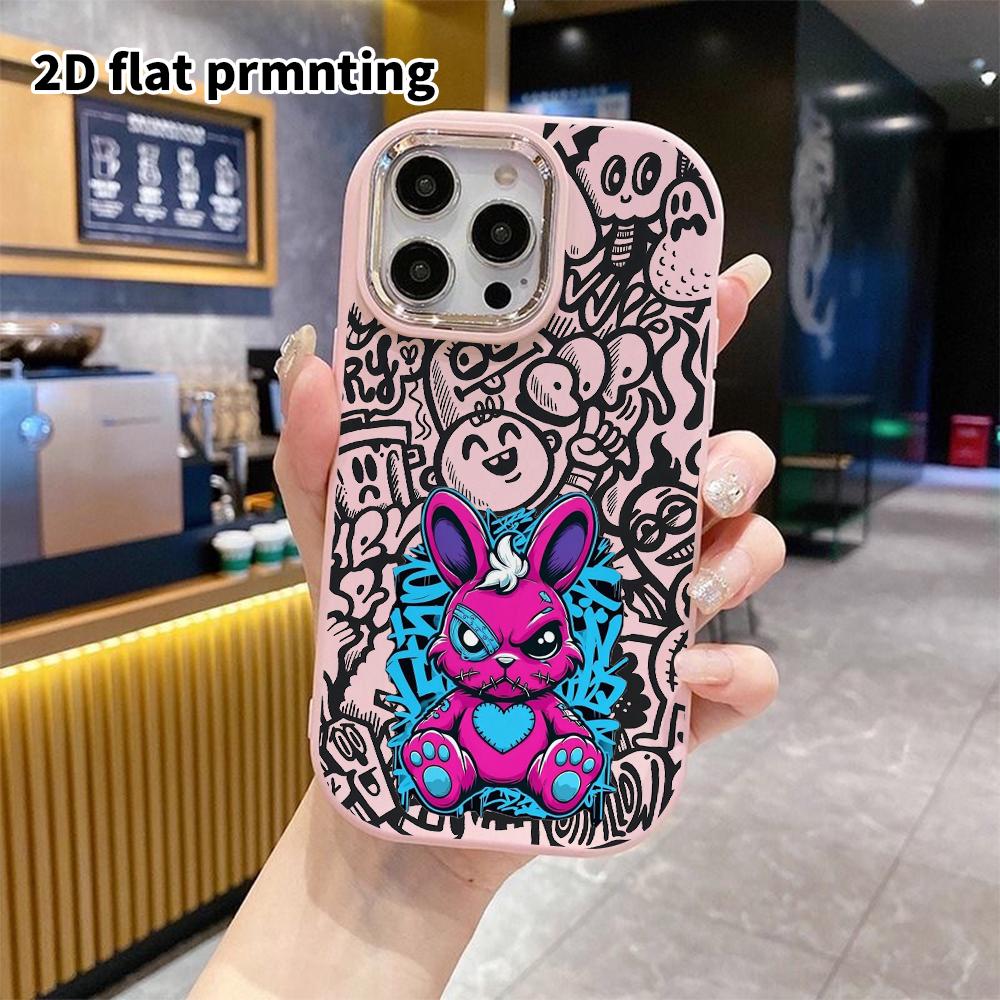 Phone Case: 2D Flat Design Suitable for iPhone 18 17 16 15 14 13 Pro Protective Case, Couple Style, Patch Rabbit, Christmas and Halloween Gift