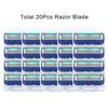 20 Pcs Manual Shaving Razor Blades For Men 5 Layers Stainless Steel Replaceable Heads