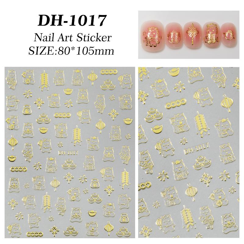 Cute Cartoon Hot Stamping Pony Nail Stickers Embossed Nail Stickers Year Of The Horse Nail Art Decoration Manicure Sticker