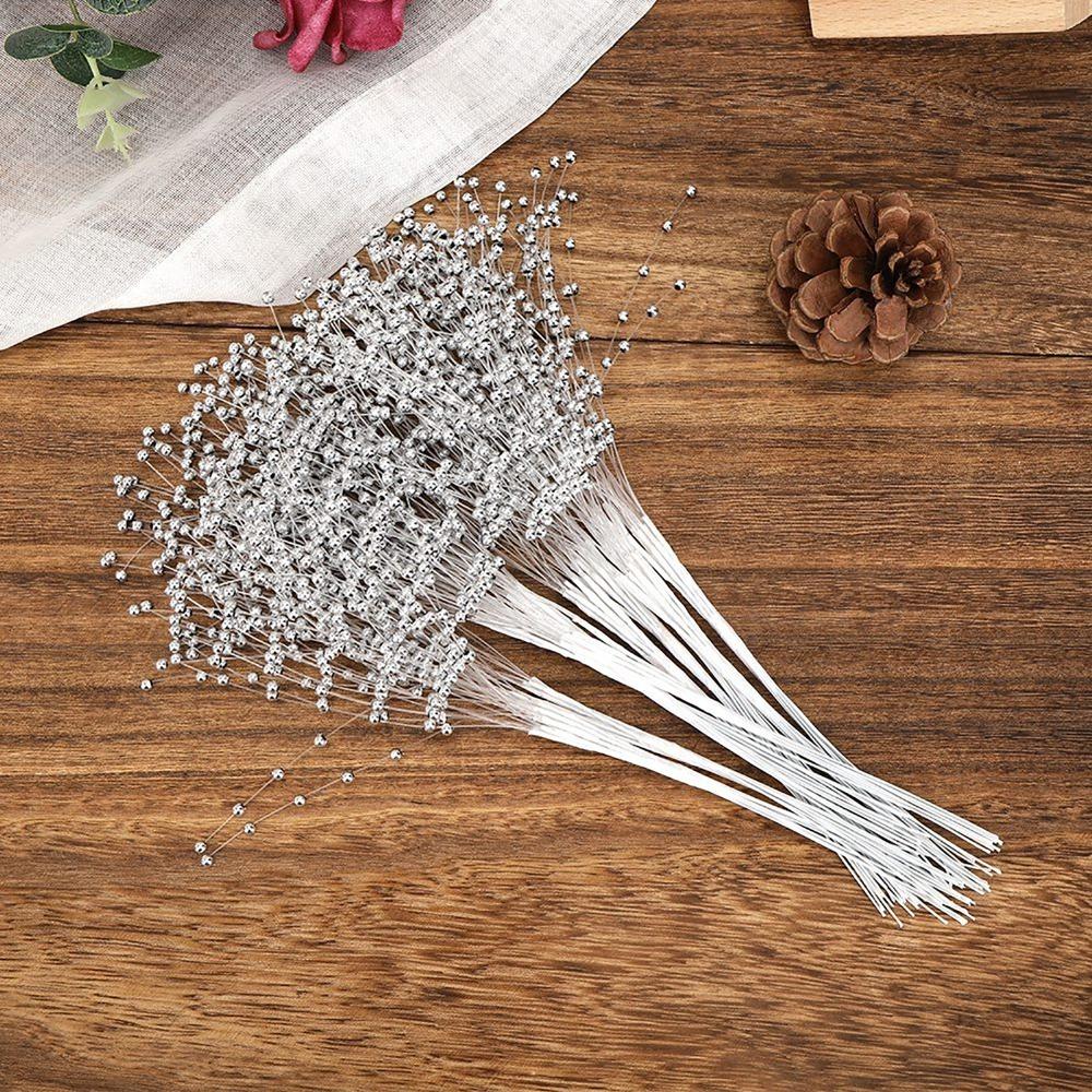 100 szt. Sztuczne Perły Koraliki na Patyczkach 3mm Akcesoria do DIY Dekoracja Sznurek z Koralików Wesele Impreza